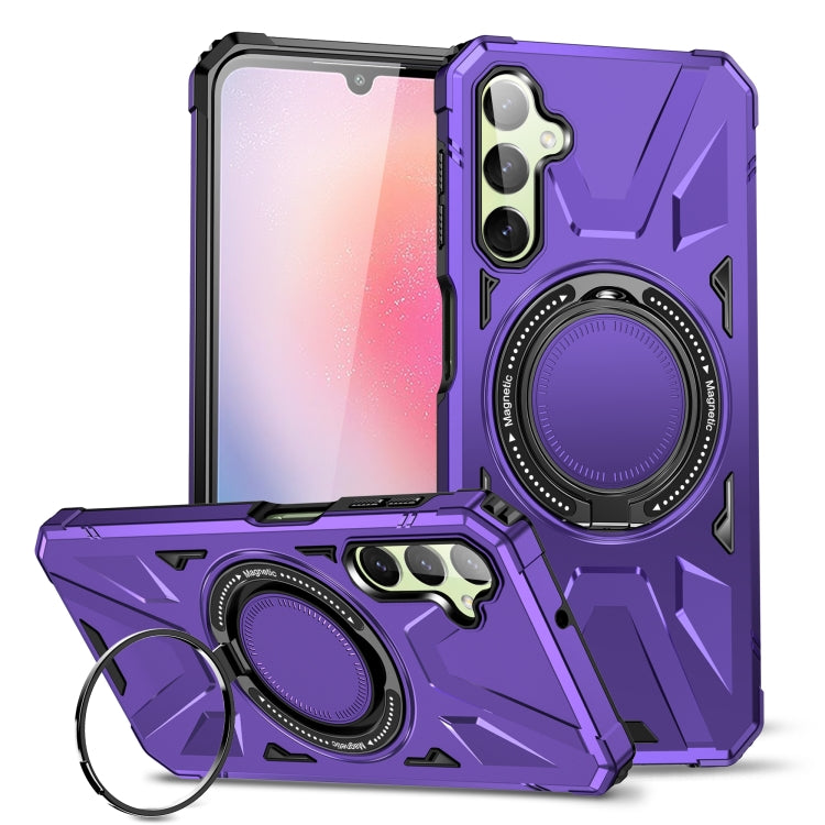 For Samsung Galaxy A24 5G MagSafe Magnetic Shockproof Phone Case with Ring Holder(Purple) - Galaxy Phone Cases by PMC TechLife | Online Shopping South Africa | PMC TechLife