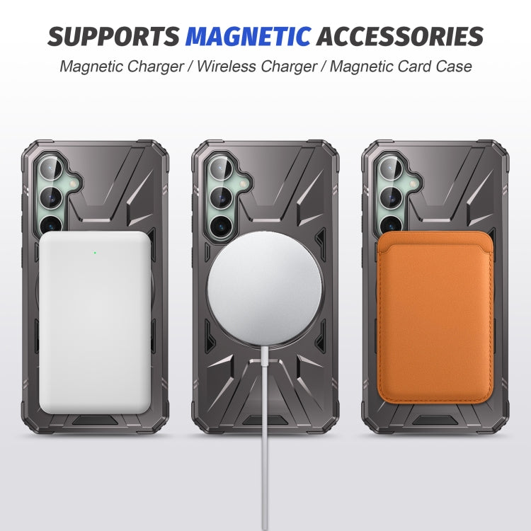 For Samsung Galaxy A15 MagSafe Magnetic Shockproof Phone Case with Ring Holder(Dark Grey) - Galaxy Phone Cases by PMC Jewellery | Online Shopping South Africa | PMC Jewellery