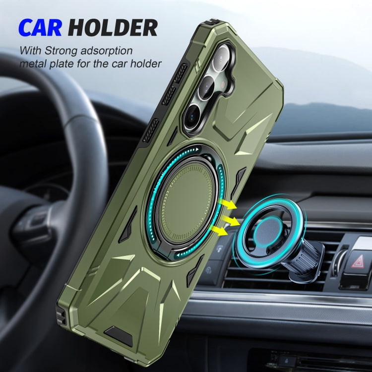For Samsung Galaxy A15 MagSafe Magnetic Shockproof Phone Case with Ring Holder(Dark Green) - Galaxy Phone Cases by PMC TechLife | Online Shopping South Africa | PMC TechLife