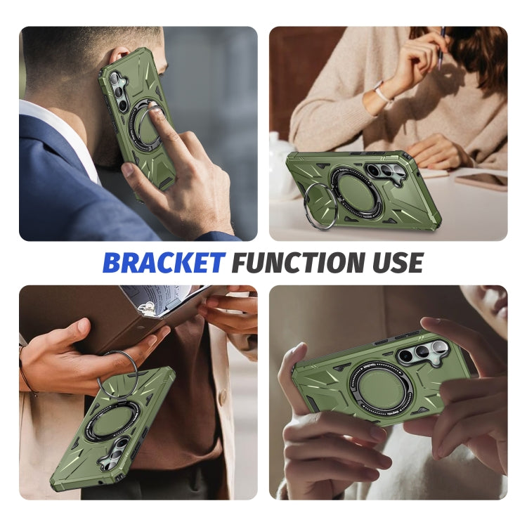 For Samsung Galaxy A15 MagSafe Magnetic Shockproof Phone Case with Ring Holder(Dark Green) - Galaxy Phone Cases by PMC TechLife | Online Shopping South Africa | PMC TechLife