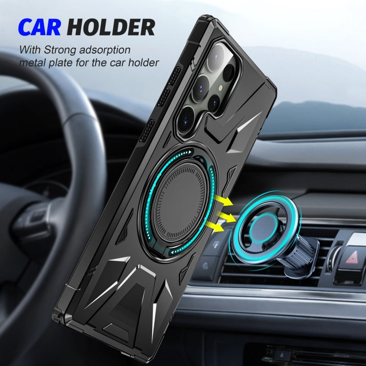 For Samsung Galaxy S24+ 5G MagSafe Magnetic Shockproof Phone Case with Ring Holder(Black) - Galaxy S24+ 5G Cases by PMC TechLife | Online Shopping South Africa | PMC TechLife