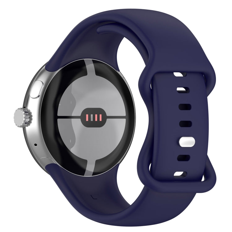 For Google Pixel Watch 2 Solid Color Silicone Watch Band, Size:L Size(Blue) - Watch Bands by PMC TechLife | Online Shopping South Africa | PMC TechLife