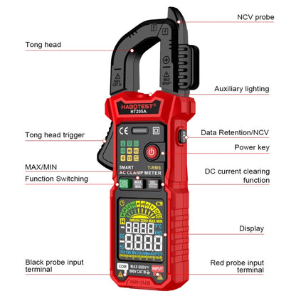 HABOTEST HT205A Multifunctional Intelligent Burn-proof Clamp Multimeter - Digital Multimeter by HABOTEST | Online Shopping South Africa | PMC Jewellery | Buy Now Pay Later Mobicred