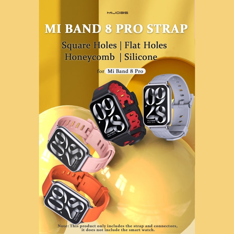 For Xiaomi Smart Band 9 Pro / 8 Pro Mijobs Square Hole Breathable Silicone Watch Band(Black Grey) - Watch Bands by MIJOBS | Online Shopping South Africa | PMC TechLife | Buy Now Pay Later Mobicred