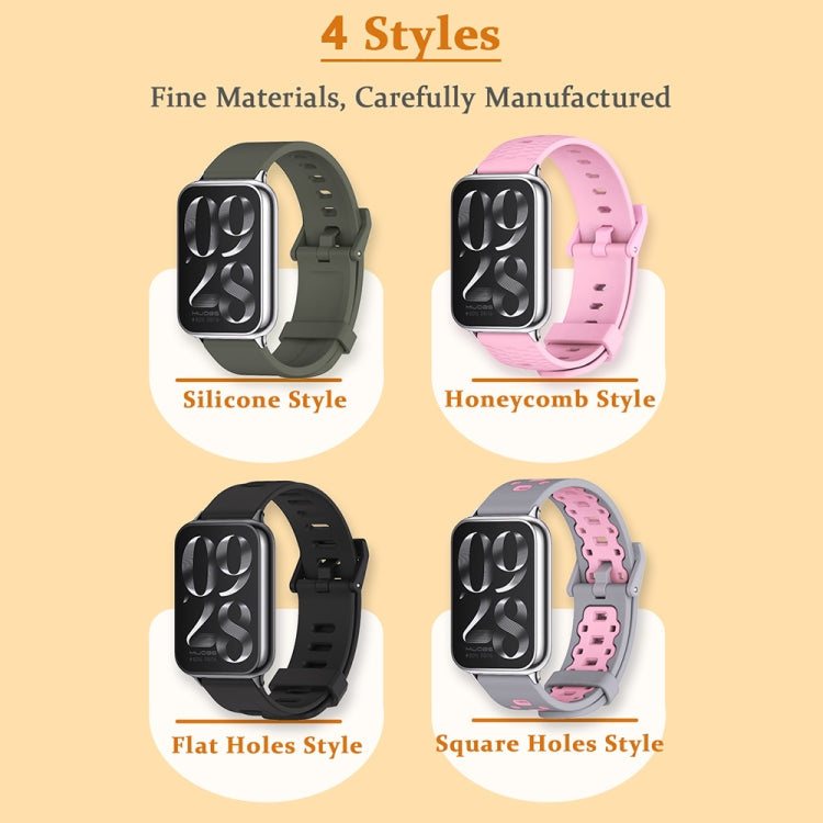 For Xiaomi Smart Band 9 Pro / 8 Pro Mijobs Square Hole Breathable Silicone Watch Band(Black Grey) - Watch Bands by MIJOBS | Online Shopping South Africa | PMC TechLife | Buy Now Pay Later Mobicred
