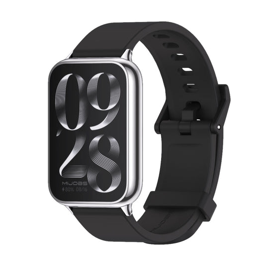 For Xiaomi Mi Band 8 Pro Mijobs Silicone Breathable Watch Band(Black Silver) - Watch Bands by MIJOBS | Online Shopping South Africa | PMC Jewellery