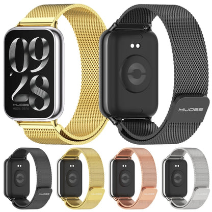 For Xiaomi Mi Band 8 Pro Mijobs Milan Magnetic Stainless Steel Watch Band(Rose Gold) - Watch Bands by MIJOBS | Online Shopping South Africa | PMC Jewellery