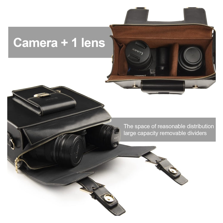 Cwatcun D83 Vintage Small Camera Case Leather Camera Messenger Bag, Size:24 x 17 x 12cm(Black) - free shipping - PMC TechLife - Order now!