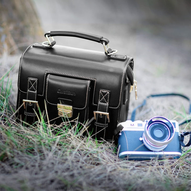Cwatcun D83 Vintage Small Camera Case Leather Camera Messenger Bag, Size:24 x 17 x 12cm(Black) - free shipping - PMC TechLife - Order now!