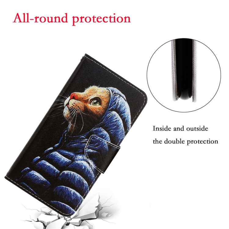 For Xiaomi Redmi 9A 3D Colored Drawing Horizontal Flip PU Leather Case with Holder & Card Slots & Wallet(Down Jacket Cat) - free shipping - PMC TechLife - Order now!