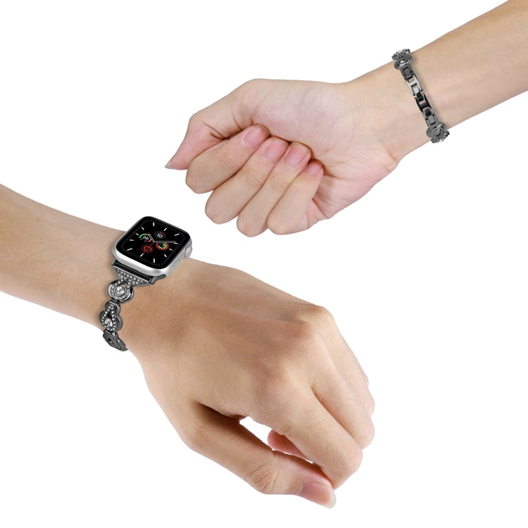 For Apple Watch 42mm Gourd Diamond Metal Watch Band(Black) - free shipping - PMC TechLife - Order now!