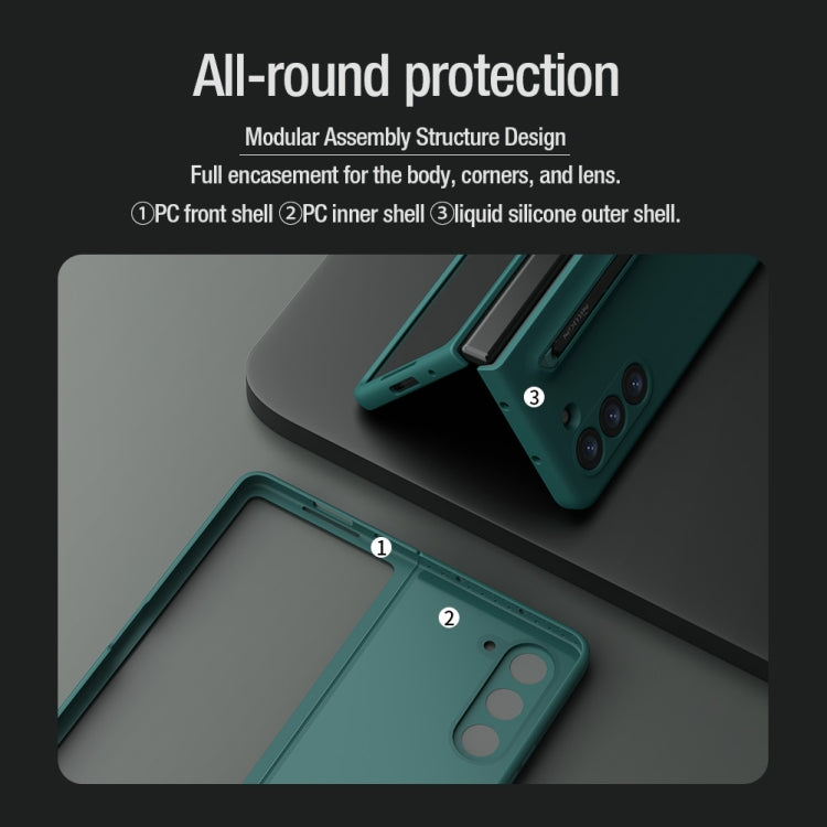 For Samsung Galaxy Z Fold5 NILLKIN Flex Pure PC + Liquid Silicone Phone Case with S Pen(Green) - Galaxy Z Fold5 Cases by NILLKIN | Online Shopping South Africa | PMC TechLife | Buy Now Pay Later Mobicred