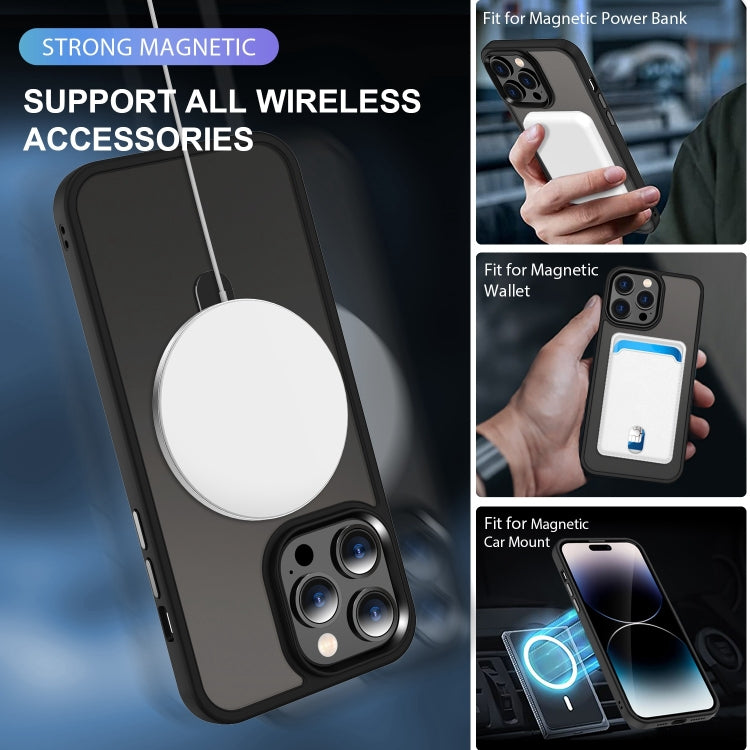 For iPhone 15 Pro Max Skin-feel MagSafe Holder PC Hybrid TPU Phone Case(Black) - iPhone 15 Pro Max Cases by PMC TechLife | Online Shopping South Africa | PMC TechLife | Buy Now Pay Later Mobicred