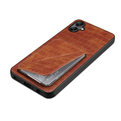 For Samsung Galaxy S23 5G Denior Imitation Crocodile Leather Back Phone Case with Holder(Brown) - Galaxy S23 5G Cases by Denior | Online Shopping South Africa | PMC Jewellery