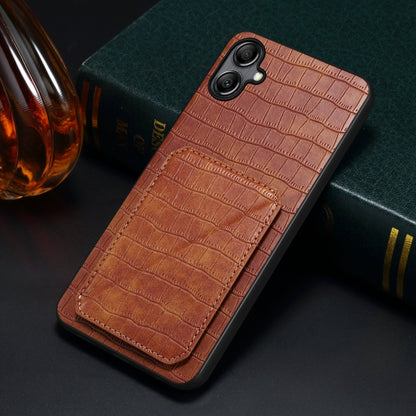 For Samsung Galaxy S23 5G Denior Imitation Crocodile Leather Back Phone Case with Holder(Brown) - Galaxy S23 5G Cases by Denior | Online Shopping South Africa | PMC Jewellery