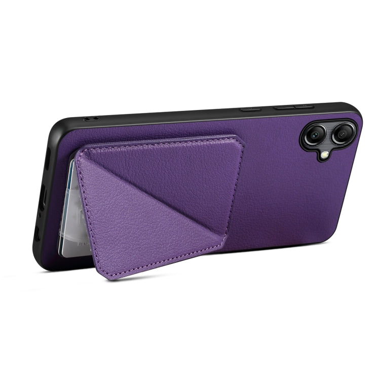 For Samsung Galaxy S24 5G Denior Imitation Calf Leather Back Phone Case with Holder(Purple) - Galaxy S24 5G Cases by Denior | Online Shopping South Africa | PMC Jewellery