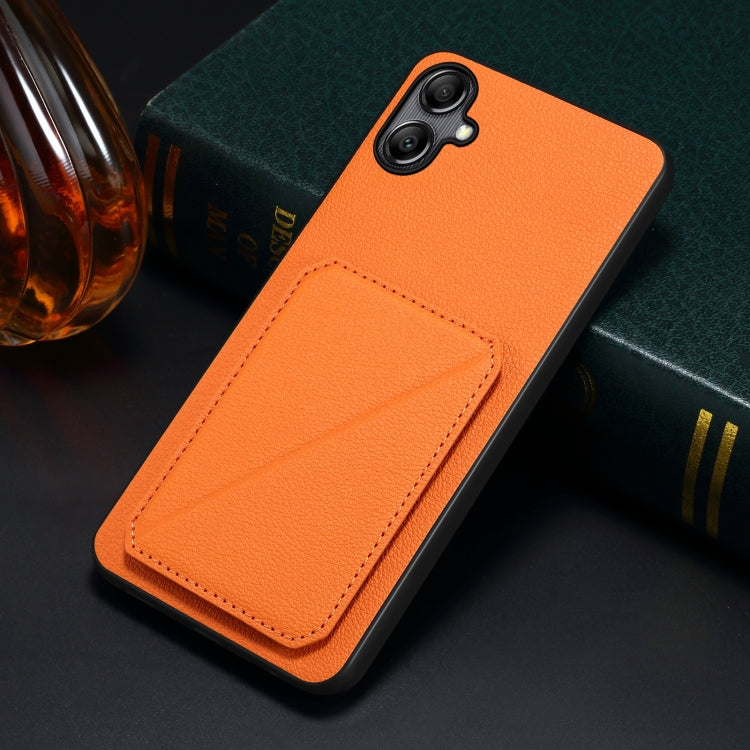 For Samsung Galaxy S24+ 5G Denior Imitation Calf Leather Back Phone Case with Holder(Orange) - Galaxy S24+ 5G Cases by Denior | Online Shopping South Africa | PMC TechLife