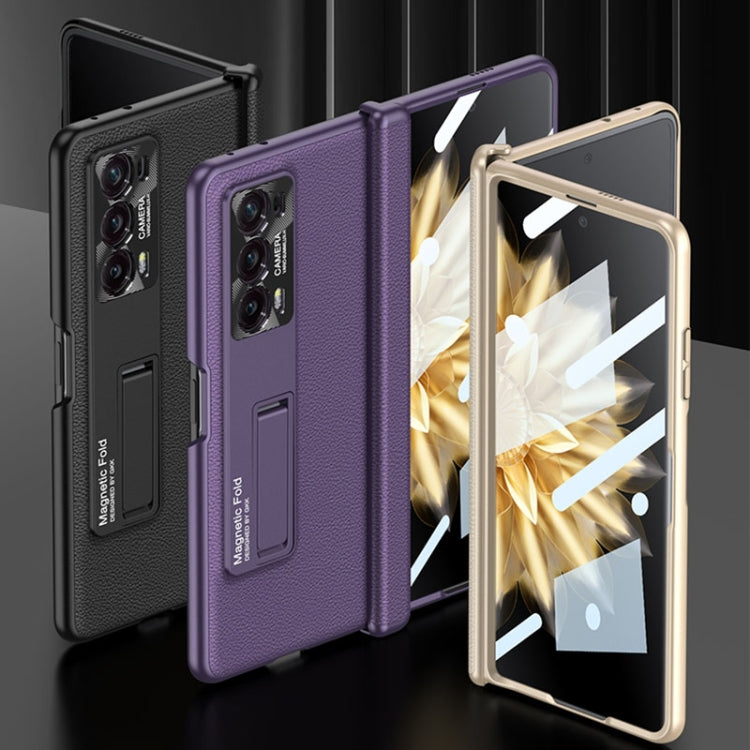 For Honor Magic V2 GKK Integrated Magnetic Hinge Flip Leather Phone Case with Holder(Purple) - Honor Cases by GKK | Online Shopping South Africa | PMC TechLife | Buy Now Pay Later Mobicred