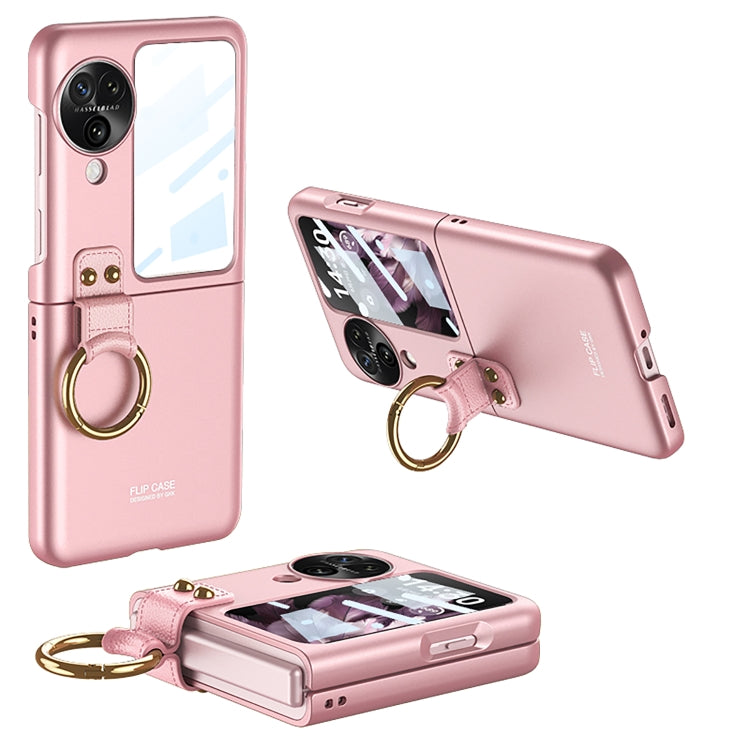 For OPPO Find N3 Flip GKK Integrated Ultra-thin Full Coverage Phone Case with Ring Holder(Pink) - OPPO Cases by GKK | Online Shopping South Africa | PMC TechLife | Buy Now Pay Later Mobicred