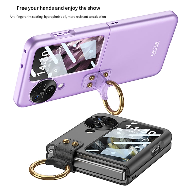 For OPPO Find N3 Flip GKK Integrated Ultra-thin Full Coverage Phone Case with Ring Holder(Pink) - OPPO Cases by GKK | Online Shopping South Africa | PMC TechLife | Buy Now Pay Later Mobicred