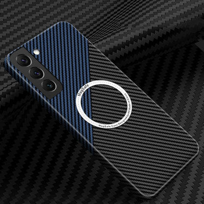 For Samsung Galaxy S24 5G Carbon Fiber Texture MagSafe Magnetic Phone Case(Black Blue) - Galaxy S24 5G Cases by PMC Jewellery | Online Shopping South Africa | PMC Jewellery