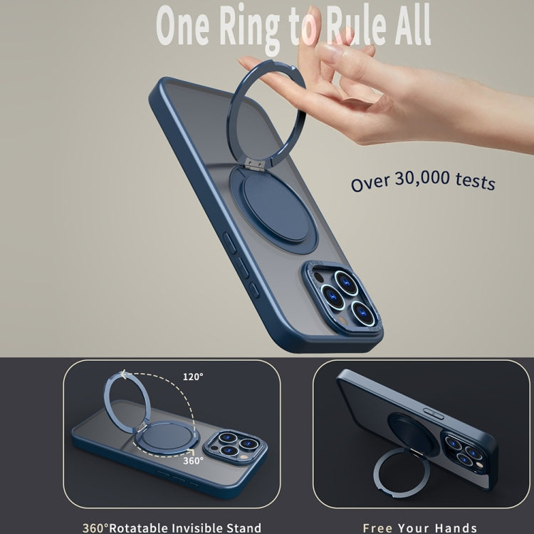For iPhone 14 Pro 360-degree Rotating MagSafe Magnetic Holder Phone Case(Navy Blue) - free shipping - PMC TechLife - Order now!
