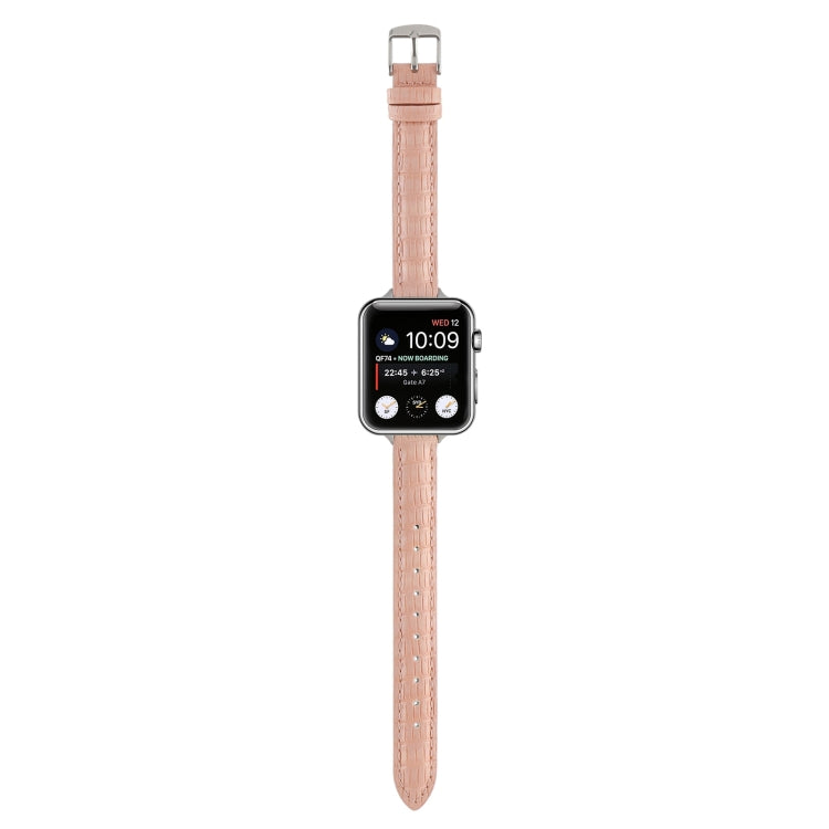 For Apple Watch Series 8 45mm Slim Crocodile Leather Watch Band(Pink) - free shipping - PMC TechLife - Order now!