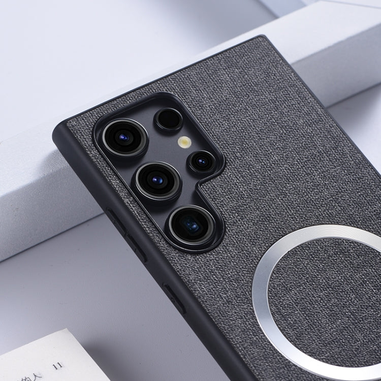 For Samsung Galaxy S24 Ultra 5G Magsafe Magnetic Ring Cloth Texture Phone Case(Grey) - Galaxy S24 Ultra 5G Cases by PMC TechLife | Online Shopping South Africa | PMC TechLife