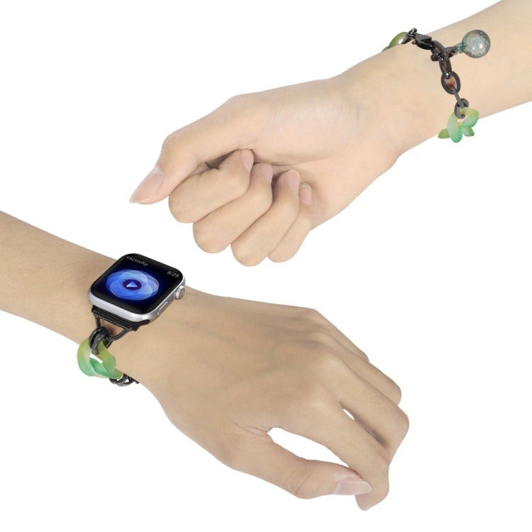 For Apple Watch SE 2022 44mm Gradient Resin Chain Watch Band(Green) - free shipping - PMC TechLife - Order now!