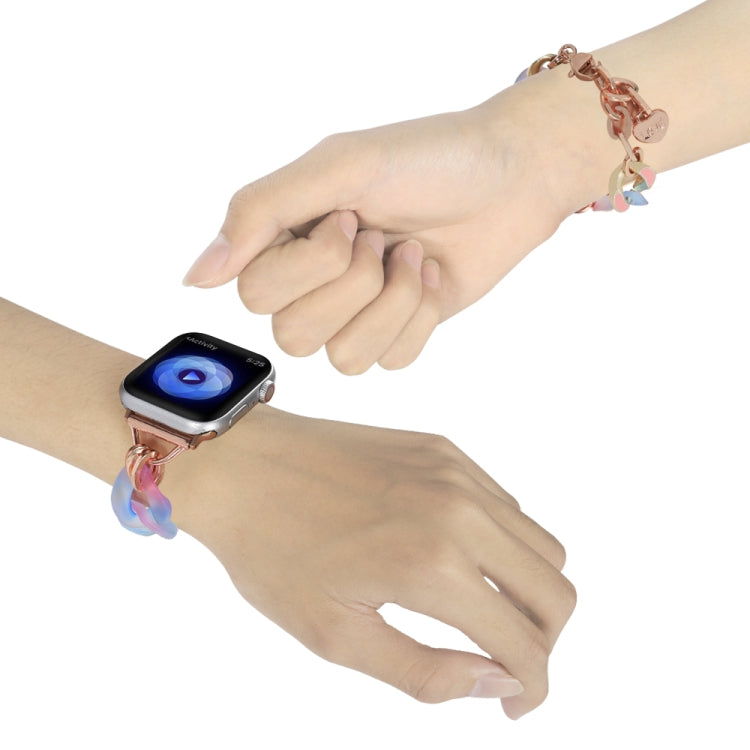 For Apple Watch Series 3 38mm Gradient Resin Chain Watch Band(Blue) - Watch Bands by PMC TechLife | Online Shopping South Africa | PMC TechLife | Buy Now Pay Later Mobicred
