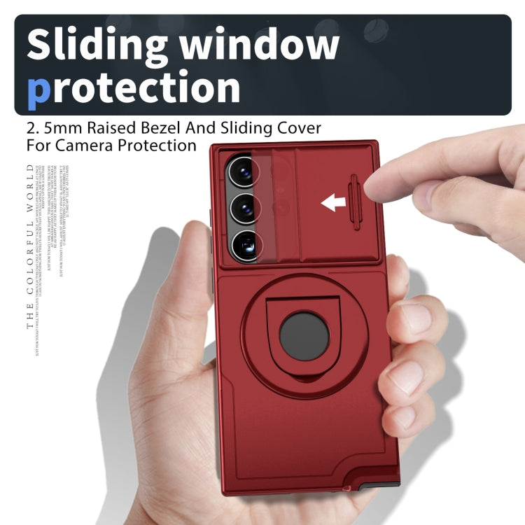 For Samsung Galaxy S23 Ultra 5G Camshield MagSafe Ring Holder Armor Phone Case(Red) - Galaxy S23 Ultra 5G Cases by PMC TechLife | Online Shopping South Africa | PMC TechLife
