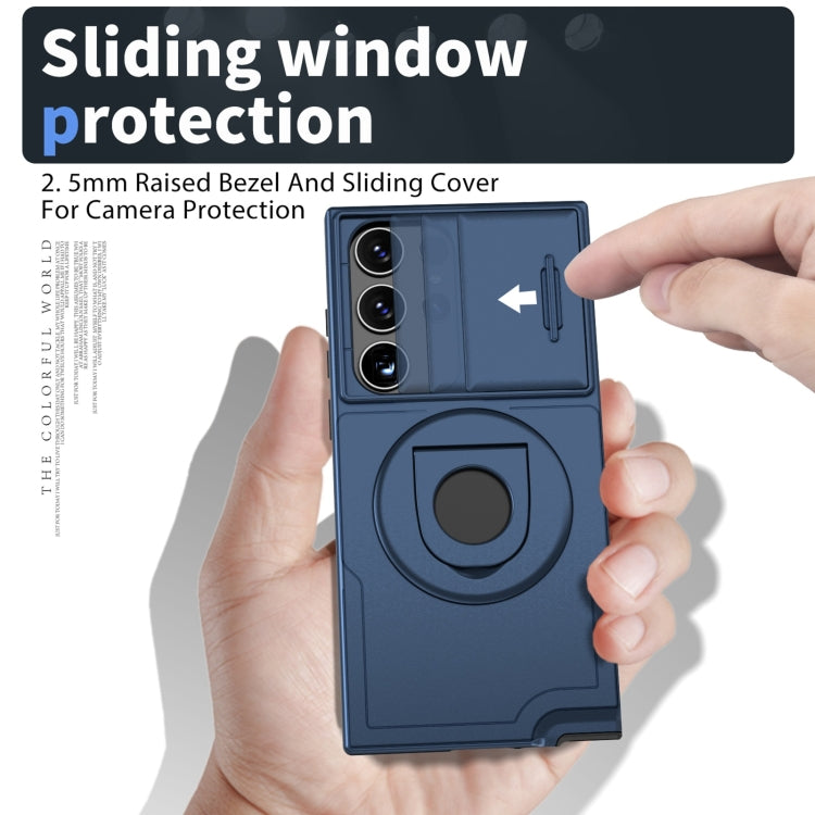 For Samsung Galaxy S22 Ultra 5G Camshield MagSafe Ring Holder Armor Phone Case(Blue) - free shipping - PMC TechLife - Order now!