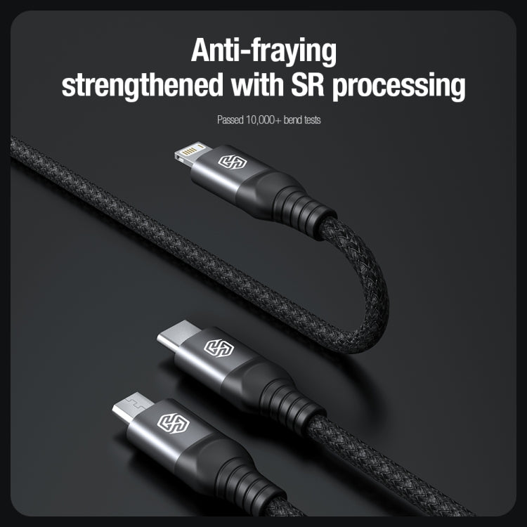Nillkin Swift Pro 1m 3 in 1 USB to 8 Pin + Type-C + Micro USB Fast Charging Cable(Blue) - Multifunction Cable by NILLKIN | Online Shopping South Africa | PMC TechLife