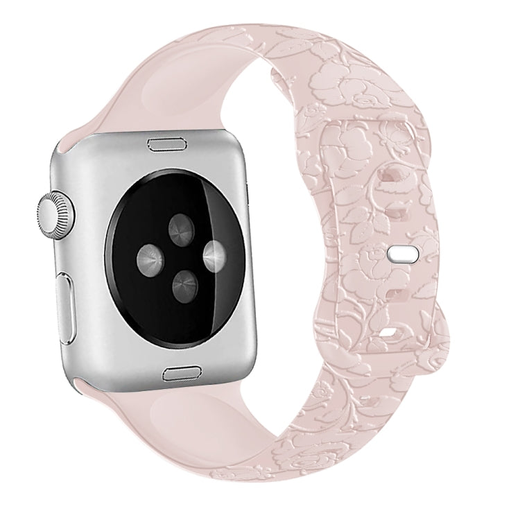 For Apple Watch Ultra 49mm Rose Embossed Silicone Watch Band(Pink) - Watch Bands by PMC TechLife | Online Shopping South Africa | PMC TechLife