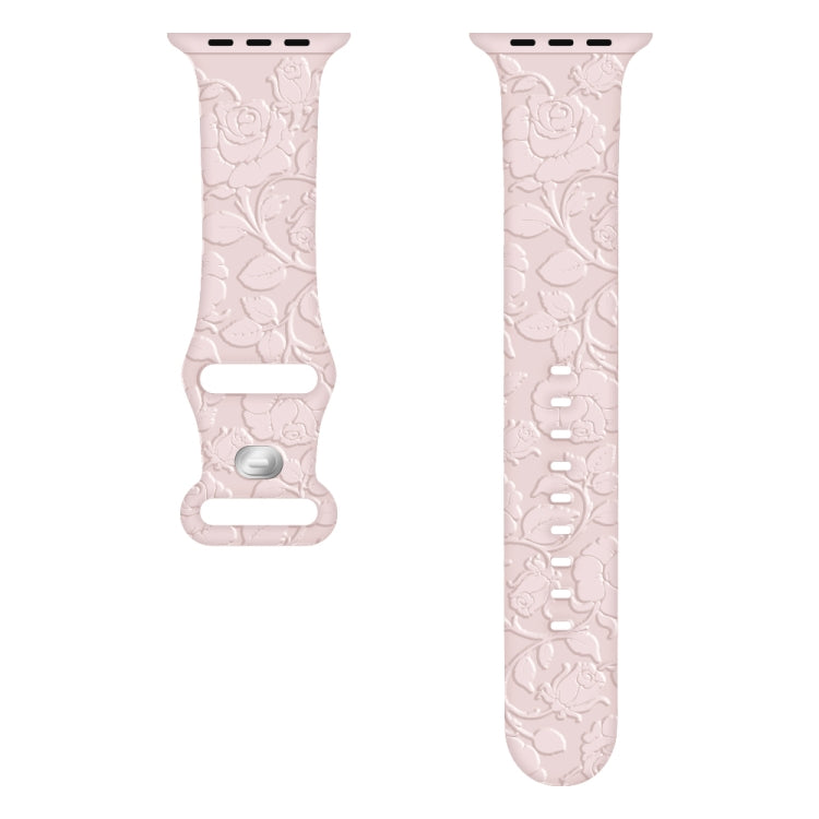 For Apple Watch Series 7 45mm Rose Embossed Silicone Watch Band(Pink) - free shipping - PMC TechLife - Order now!