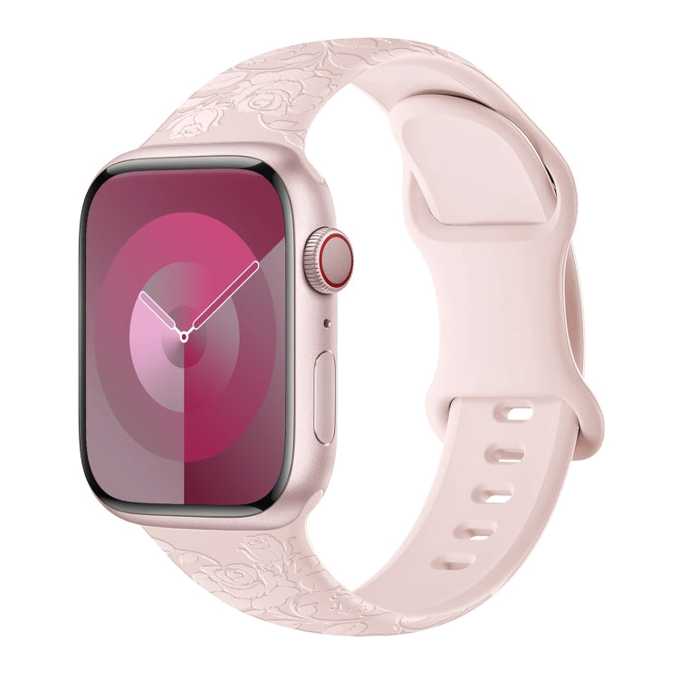 For Apple Watch Series 2 38mm Rose Embossed Silicone Watch Band(Pink) - Watch Bands by PMC TechLife | Online Shopping South Africa | PMC TechLife