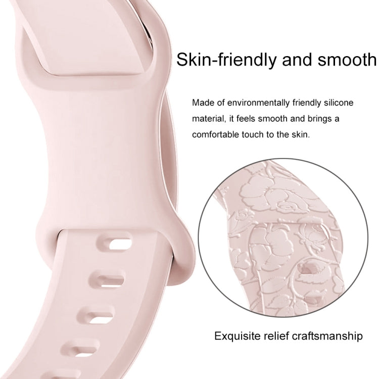 For Apple Watch Series 7 41mm Rose Embossed Silicone Watch Band(Pink) - Watch Bands by PMC TechLife | Online Shopping South Africa | PMC TechLife