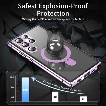 For Samsung Galaxy S24 Ultra 5G MagSafe Magnetic HD Frosted Tempered Glass Holder Phone Case(Purple) - Galaxy S24 Ultra 5G Cases by PMC Jewellery | Online Shopping South Africa | PMC Jewellery