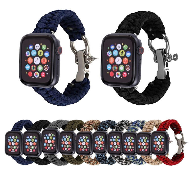 For Apple Watch Ultra 49mm / Series 8&7 45mm / SE 2&6&SE&5&4 44mm / 3&2&1 42mm Umbrella Cord Nylon Braided Watch Band(Blue Black) - Smart Wear by PMC Jewellery | Online Shopping South Africa | PMC Jewellery