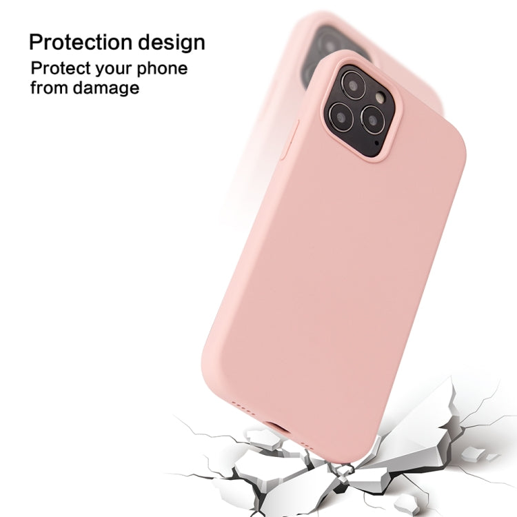 For iPhone 12 / 12 Pro Solid Color Liquid Silicone Shockproof Protective Case(Sakura Pink) - iPhone 12 / 12 Pro Cases by PMC Jewellery | Online Shopping South Africa | PMC Jewellery