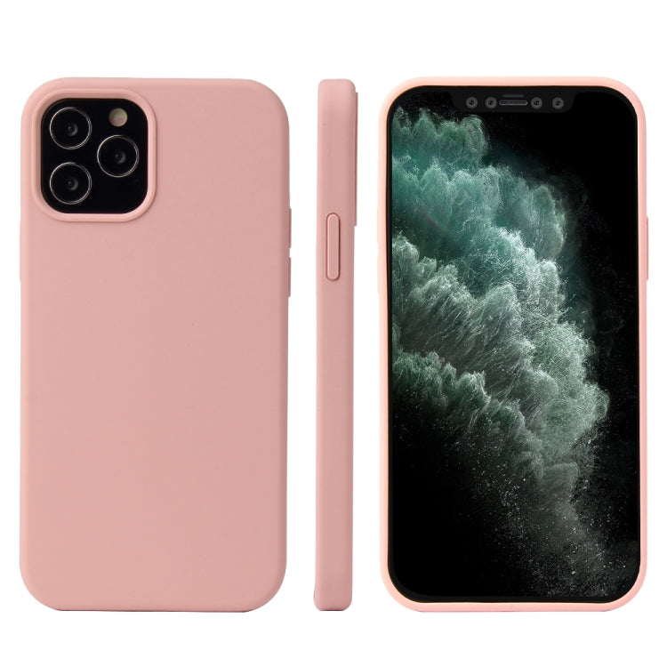 For iPhone 12 / 12 Pro Solid Color Liquid Silicone Shockproof Protective Case(Sakura Pink) - iPhone 12 / 12 Pro Cases by PMC Jewellery | Online Shopping South Africa | PMC Jewellery