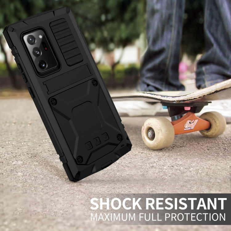 For Samsung Galaxy Note 20 Ultra R-JUST Shockproof Waterproof Dust-proof Metal + Silicone Protective Case with Holder(Black) - Galaxy Note20 Cases by R-JUST | Online Shopping South Africa | PMC TechLife | Buy Now Pay Later Mobicred