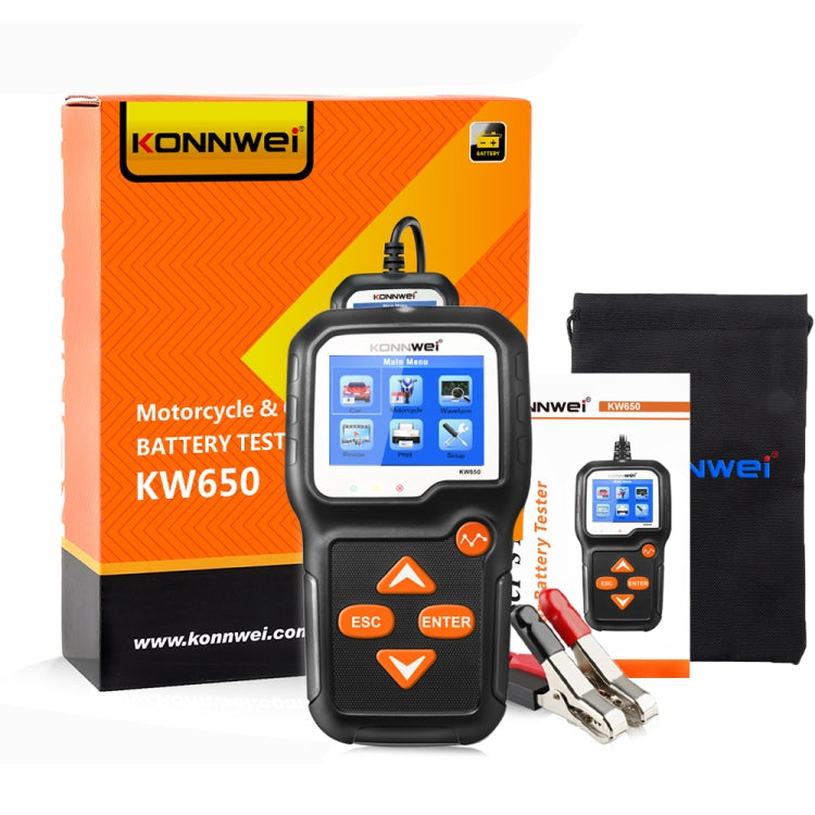 KONNWEI KW650 6V- 12V Car Motorcycle Battery Lawn Mower Detector with 2.4 inch Color Display & Waveform Graph - Code Readers & Scan Tools by KONNWEI | Online Shopping South Africa | PMC Jewellery | Buy Now Pay Later Mobicred