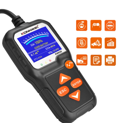 KONNWEI KW650 6V- 12V Car Motorcycle Battery Lawn Mower Detector with 2.4 inch Color Display & Waveform Graph - Code Readers & Scan Tools by KONNWEI | Online Shopping South Africa | PMC Jewellery | Buy Now Pay Later Mobicred