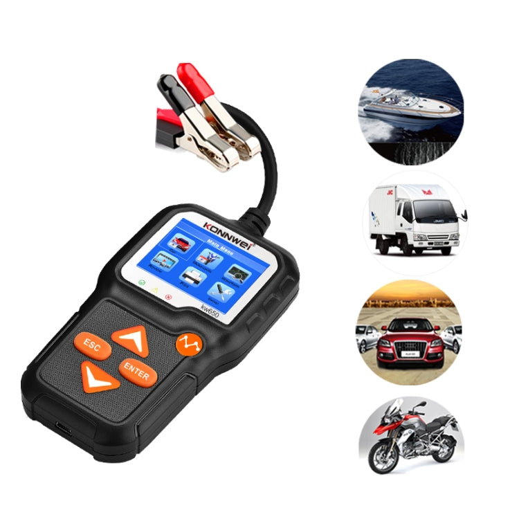 KONNWEI KW650 6V- 12V Car Motorcycle Battery Lawn Mower Detector with 2.4 inch Color Display & Waveform Graph - Code Readers & Scan Tools by KONNWEI | Online Shopping South Africa | PMC Jewellery | Buy Now Pay Later Mobicred