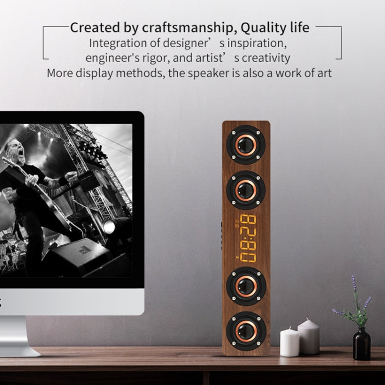 W8C Wooden Clock Subwoofer Bluetooth Speaker, Support TF Card & U Disk & 3.5mm AUX(Brown Wood) - Desktop Speaker by PMC Jewellery | Online Shopping South Africa | PMC Jewellery