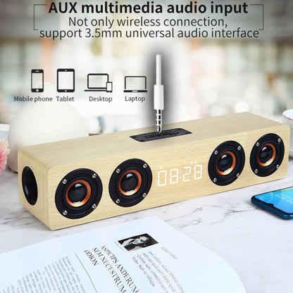 W8C Wooden Clock Subwoofer Bluetooth Speaker, Support TF Card & U Disk & 3.5mm AUX(Brown Wood) - Desktop Speaker by PMC Jewellery | Online Shopping South Africa | PMC Jewellery