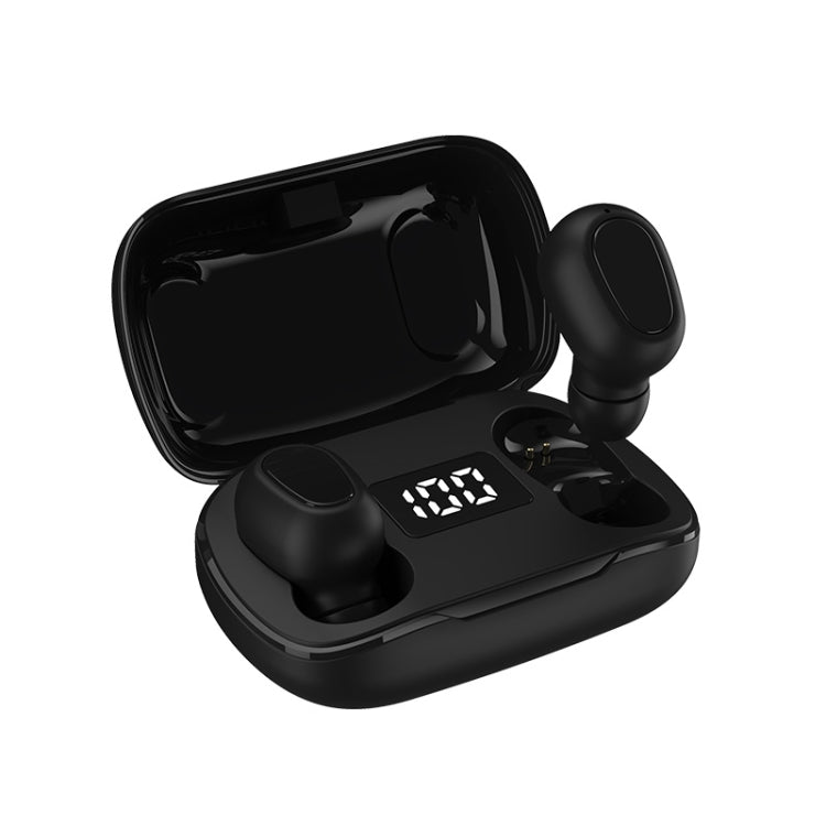 L21 Pro IPX7 Waterproof Wireless Bluetooth Earphone with Charging Box & Digital Display, Support Siri & Call(Black) - Bluetooth Earphone by PMC Jewellery | Online Shopping South Africa | PMC Jewellery