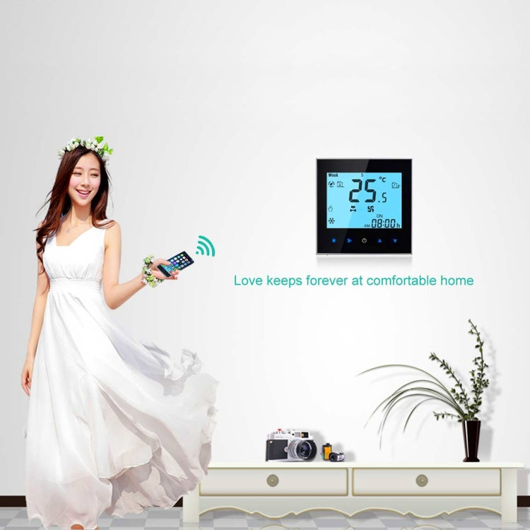 LCD Display Air Conditioning 2-Pipe Programmable Room Thermostat for Fan Coil Unit, Supports Wifi(Black) - Thermostat & Thermometer by PMC TechLife | Online Shopping South Africa | PMC TechLife