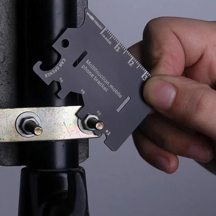 Multi-function Folding Stainless Steel Tool Card Bottle Opener Phone Holder - Desktop Holder by PMC TechLife | Online Shopping South Africa | PMC TechLife